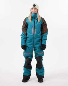 Women's Teal Snowboard Jumpsuit <b>Waterproof</b> Synthetic Insulated Zip Closure One Piece Ski Suit Outdoor Wear - Product Image 1