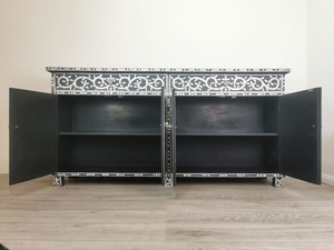 Mueble de Madera con Incrustaciones de Madreperla Hecho a Mano, Mueble Tradicional para Sala de Estar con Puerta de Panel Plano, Diseño Antiguo - Product Image 5