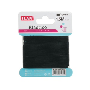 Fascia elastica Ilan 20 mm 1,5 m nera per artigianato e cucito - Product Image 1
