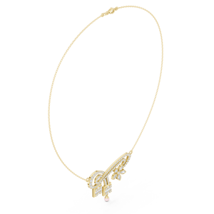 Collier pendentif floral infini en or jaune avec diamant de laboratoire pour femme |   Élégante chaîne de diamants baguette et ronds, cadeau idéal - Product Image 2