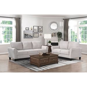 Divano Moderno Transizionale in Tessuto Testurizzato Color Sabbia con Cuscini Integrati per Arredamento Soggiorno - Product Image 5