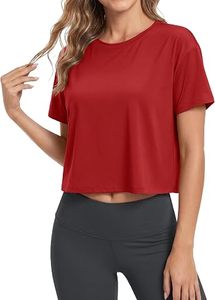 Women's Custom Logo <b>Red</b> <b>Cropped</b> Short Sleeve Knitted O-Neck Casual Solid Color Breathable Tank <b>Top</b> - Product Image 2