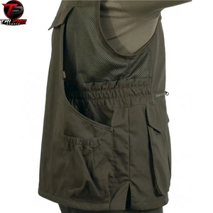 Gilet utilitaire vert foncé pour homme, col en V, fermeture éclair intégrale, poches multiples à rabat, pour la chasse, la pêche, les voyages, respirant et léger - Product Image 2
