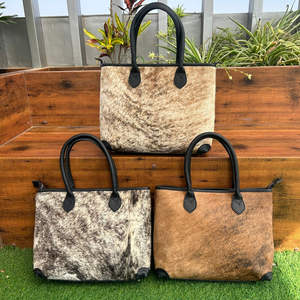 Bolso de mano de talla grande de piel de vaca auténtica, bolso de hombro, bolso de mano con pelo en piel, elegante bolso de compras Occidental para uso de mujer - Product Image 4