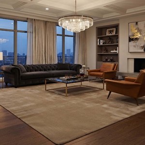 Alfombra de Pelo Medio Antideslizante de Lana/Seda Marrón Oscuro Liso, Textura Suave y Moderna para Sala de Estar, Dormitorio, Hogar Contemporáneo de Lujo - Product Image 4