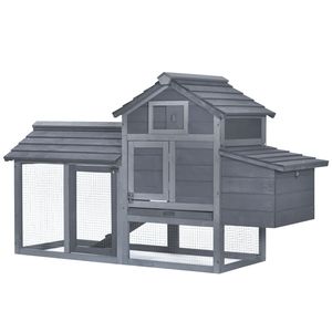 Pollaio in Legno Massello per Esterni 59, Kit Grigio con Ottima Ventilazione per Animali - Product Image 1