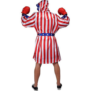 Costume de boxe en satin pour homme avec drapeau américain, comprenant une robe, des gants de boxe, un collier de champion et un short - Product Image 6