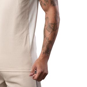 Camiseta Deportiva de Manga Corta para Hombre, con Paneles en Contraste, Color Beige, Transpirable, Ligera, para Gimnasio, Entrenamiento, Running y Fitness - Product Image 6