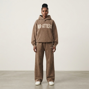 Conjunto de Sudadera con Capucha Extra Grande y Pantalones Anchos de Felpa para Mujer, Ropa Deportiva de Algodón, Estilo Urbano, OEM ODM - Product Image 1
