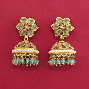 Handmade Jewellery In India Antique Jhumki with Gold Plating 233107 - Product Image 1