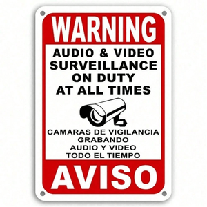 CIFbuy Cartello di Avvertimento Bilingue per Telecamera di Sicurezza per TikTok e Accessori di Sorveglianza per il Servizio di Ritiro Temu - Product Image 2