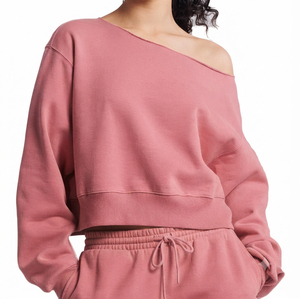 Best Price <b>Women</b> Off Shoulder Winter <b>Sweatshirts</b> <b>Long</b> Sleeve Custom Logo Oversized Pullover High Stye <b>Sweatshirt</b> - Product Image 2