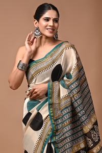 Sari de Seda Chanderi de Diseño con un Elegante Estilo Étnico - Product Image 2