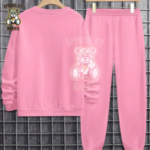 Ensemble de survêtement unisexe rose tendance, vente en gros OEM, logo personnalisé, tenue décontractée, ensemble jogging, sweat-shirt et pantalon de survêtement respirant pour l'hiver - Product Image 3