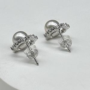 Pendientes Largos Estilo Qiao Mei con Muchas Perlas de Cáñamo, Agua de Mar Natural, 5.5-6mm, Redondos, Extremadamente Brillantes, Color Gris Plateado, Estilo Fresco - Product Image 3