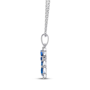 Cross Pendant <b>Necklace</b> With Blue Sapphire And Diamond In 925 Silver Rhodium Plated Box Chain Unisex Religious Jewelry - Product Image 2
