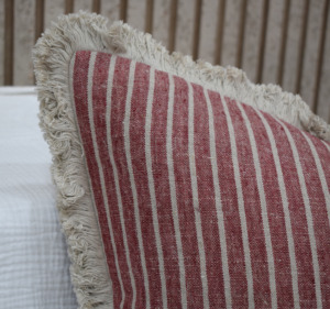 Classic Stripe 100% Pure Linen <b>Cushion</b> <b>Cover</b> with Fringe Edge Throw Pillow Case OEM ODM Supplier Manufacturer Custom Made - Product Image 6