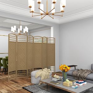 Divisorio Pieghevole Portatile a 6 Pannelli in Fibra Naturale Ondulata, Schermo Privacy per Casa e Ufficio, Facile da Spostare - Product Image 2