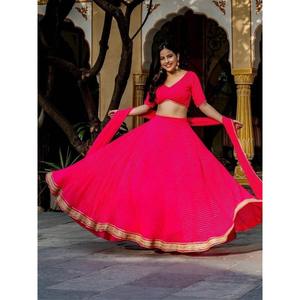 Marvelous Pink Laheriya Print Georgette Diseñador Lehenga Choli - Product Image 5
