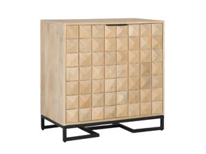 Meuble d'appoint multifonctionnel en bois de manguier massif de style vintage, meuble de rangement classique pour salon, mini-meuble - Product Image 3