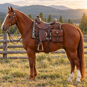 Bolsa de Cuero Estilo Western Heritage |   Bolsa de Almacenamiento Lateral para Caballo, con Correas y Hebillas de Seguridad, para Equitación, Trabajo en Rancho, Kit de Equipo - Product Image 4