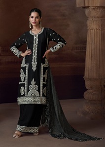 Traje Palazzo Moderno de Chinon Pesado para Mujer, Talla Única, con Bordado de Lentejuelas, Ideal para Fiesta de Graduación o Boda - Product Image 3