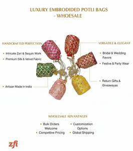 Luxury Handcrafted Polyester Embroidered Potli <b>Bridal</b> Wedding Ethnic Indian FLAP Closure Evening Clutch Party Favour Fashion - Product Image 6