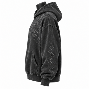 <b>Oversized</b> Hooded Sweatshirt Embroidered Unisex Casual Knitted Fleece 100% Cotton Eco-Friendly Spring Wear - Product Image 5