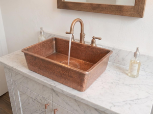 Évier de comptoir en cuivre martelé fait main, lavabo moderne en métal durable pour salle de bain - Product Image 3