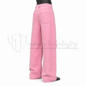 Pantalones Vaqueros Anchos Desgastados Rosa para Hombre, Estilo Baggy, Rotos, de Mezclilla, Casuales, de Algodón 100% de Alto Gramaje - Product Image 5