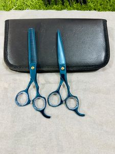 High Quality Blue Custom Logo Stainless Steel Right-Handed Long Handle <b>Barber</b> Thinning Shears Hairdressing Scissors <b>Set</b> Salon - Product Image 4