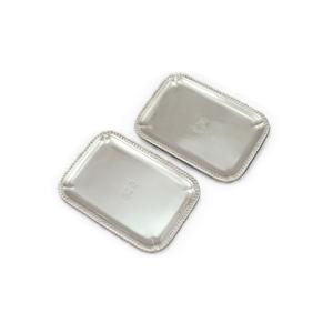 Juego de 2 bandejas de servicio de aluminio plateado, forma personalizada, bandeja para servir alimentos en mesas, uso en hoteles y bodas. - Product Image 1