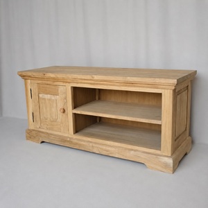 Mueble de TV Moderno de Madera de Teca Sólida con Estantes de Almacenamiento y 1 Puerta para Sala de Estar, Modelo CAB18 - Product Image 2
