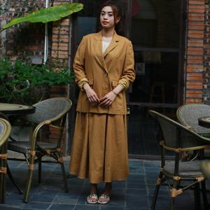 Chaquetas de corbata holgadas de ramio fino de Otoño/Invierno para mujer, patrón a cuadros, de algodón tejido solapa frontal y bolsillos laterales, botón de procesamiento en bruto - Product Image 5