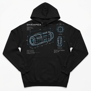 Sudadera con Capucha Negra Personalizada para Hombre, Estilo Casual Urbano, con Estampado de Plano de Ingeniería, OEM ODM, Ropa al por Mayor - Product Image 3