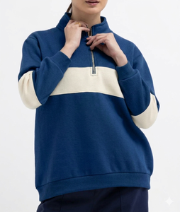 Ostriya Intl 2026 Women Streetwear Turtleneck Lightweight 100% Cotton Solid Front Embroidered <b>Drop</b>-shoulder Sweatshirt Oversized - Product Image 1