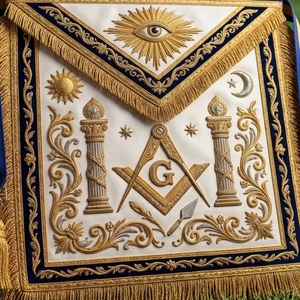 Insignia Masónica de Cuero Blanca de Lujo, Bordada en Oro, para Coser, Compases Cuadrados 3D, Ojo que Todo lo Ve, Personalizada - Product Image 6