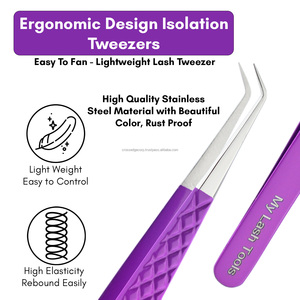 Fiber Tip Lash Extension Tweezers Eyelash Isolation Tweezers Lash Extensions Tweezer <b>Tool</b> with Volume Curved Straight - Product Image 5