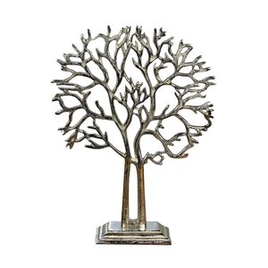 Adorno minimalista en forma de árbol, dorado y pulido, con base de madera, de aluminio, para regalo, decoración navideña. - Product Image 4