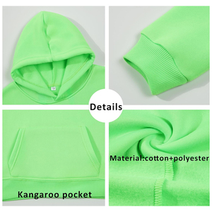 Conjunto Deportivo Unisex para Niños, Sudadera con Capucha de Manga Larga, Verde Sólido, 100% Algodón, Ropa Casual de Otoño, Dos Piezas, Bolsillos Laterales, Cintura Elástica - Product Image 4