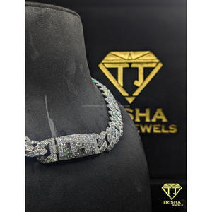 Collier tendance en moissanite et argent sterling 925, style cubain, bijoux de mode pour hommes et femmes par Trisha Jewels - Product Image 3