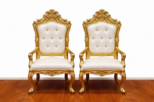 ชุดเก้าอี้งานแต่งงานสไตล์บอลลีวูดแบบอินเดีย เก้าอี้บัลลังก์งานแต่งงานสีงาช้างสุดหรู เก้าอี้งานแต่งงานแบบพระมหาราชา สหรัฐอเมริกา - Product Image 2