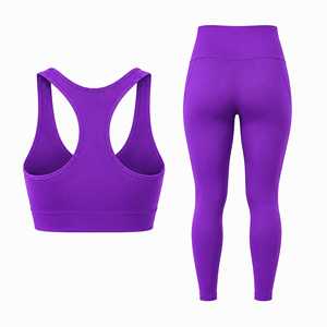 Conjunto Deportivo de 2 Piezas para Mujer: Sujetador Deportivo Sin Costuras con Espalda Cruzada y Leggings de Cintura Alta - Soporte Medio, Secado Rápido, Spandex/Poliéster, Ropa Deportiva para Yoga - Product Image 2