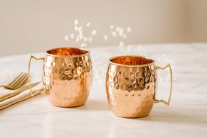 Hammered copper mug set decorative beverage cups reusable artisan cocktail mugs premium copper <b>drinkware</b> serving collection - Product Image 6