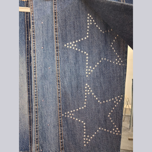 Women streetwear oem custom casual denim loose fit wide leg rhinestone <b>studded</b> black wash ladies jeans for trendy street style - Product Image 5