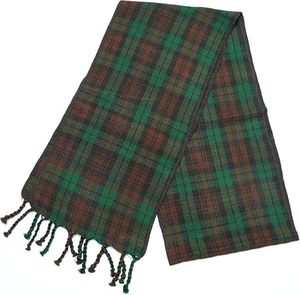 Men's Long Wool Plaid Scarf Dark Green Black Checkered Pattern Winter Daily Wear Durable - Product Image 3