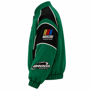 สินค้ามาใหม่ BRODA SPORTS เสื้อแจ็คเก็ตแข่งรถ NASCAR ผู้ชาย สีเขียว แขนยาว โพลีเอสเตอร์ กันลม ใส่ได้ในฤดูใบไม้ร่วง ปักลาย NASCAR - Product Image 2