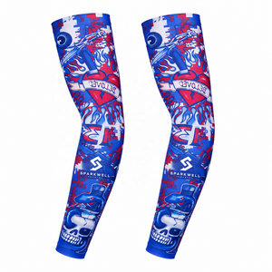 SPARKWELL Cycling <b>Arm</b> <b>Sleeves</b> Sublimation Print Blue Red White Unisex Anti-Uv <b>Protection</b> Adult Sport Wear - Product Image 1