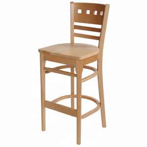 Tabouret de bar réglable en bois massif durable, style Mid-Century Modern, avec dossier classique, écologique, pour usage commercial, salle à manger, cuisine, café - Product Image 1