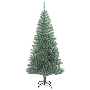 Sapin de Noël artificiel en PET vert et blanc de 47,2 pouces avec base en métal, décoration festive pour les fêtes - Product Image 2